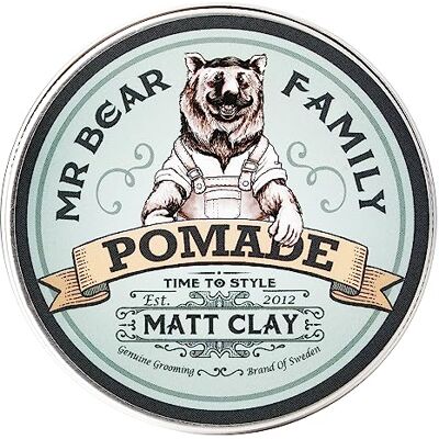 Mr Bear Family Matte Hair Pomade for Men Medium Hold Water Based Men Hair Styling Pomade Contains Volumising Kaolin Clay + Bentonite Clay Non-Greasy Texturising Matt Pomade for Effective Frizz Control 100 ml Mr Bear Family Matte Hair Pomade for Men Medium Hold Water Based Men Hair Styling Pomade Contains Volumising Kaolin Clay + Bentonite Clay Non-Greasy Texturising Matt Pomade for Effective Frizz Control 100 ml