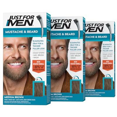 Just for men Set van 3 penselen voor snor, baard en poten, middenbruin Just for men Set van 3 penselen voor snor, baard en poten, middenbruin