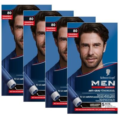 Men Perfect Anti-grijze kleurgel 80 kastanjebruin (4 x 80 ml), herenkleuring verwijdert grijs haar Men Perfect Anti-grijze kleurgel 80 kastanjebruin (4 x 80 ml), herenkleuring verwijdert grijs haar