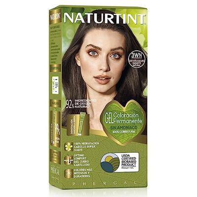Naturtint Biobased Permanente haarkleur zonder ammoniak, 100% dekking van wit haar, natuurlijke ingrediënten, intensieve kleur, natuurlijk en duurzaam, 3WN stralende donkerbruin, 170 ml Naturtint Biobased Permanente haarkleur zonder ammoniak, 100% dekking van wit haar, natuurlijke ingrediënten, intensieve kleur, natuurlijk en duurzaam, 3WN stralende donkerbruin, 170 ml