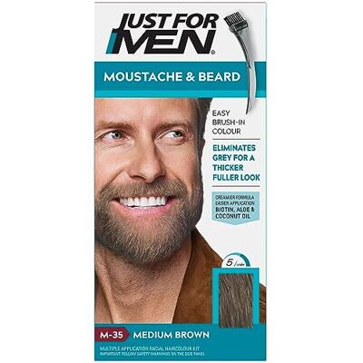 Just for men Baard- en snorverf, middelbruin, verwijdert grijs haar en geeft een dikkere en vollere uitstraling, M35 Just for men Baard- en snorverf, middelbruin, verwijdert grijs haar en geeft een dikkere en vollere uitstraling, M35