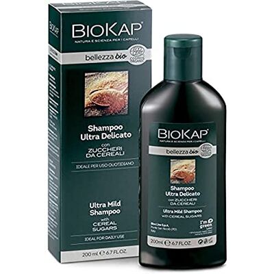 BIOKAP BELLEZZA Ultrazachte biologische shampoo, 200 ml, voor veelvuldig wassen en dagelijks gebruik, plantaardige werkzame stoffen, graansuiker, amandelextract, groene walnoot BIOKAP BELLEZZA Ultrazachte biologische shampoo, 200 ml, voor veelvuldig wassen en dagelijks gebruik, plantaardige werkzame stoffen, graansuiker, amandelextract, groene walnoot