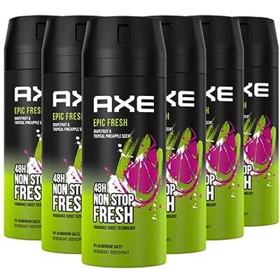 AXE Epic Fresh Body Spray zonder aluminiumzouten, 6 x 150 ml AXE Epic Fresh Body Spray zonder aluminiumzouten, 6 x 150 ml
