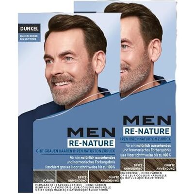 Men Perfect Re-Nature 2 stuks repigmenterende crèmes voor heren, donkerbruin tot zwart (2 x 145 ml), herstelt de natuurlijke haarkleur zonder haar en verbergt zacht grijs Men Perfect Re-Nature 2 stuks repigmenterende crèmes voor heren, donkerbruin tot zwart (2 x 145 ml), herstelt de natuurlijke haarkleur zonder haar en verbergt zacht grijs