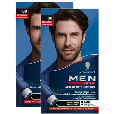 Men Perfect Anti-grijze kleurgel 80 kastanjebruin (2 x 80 ml), herenkleuring verwijdert grijs haar Men Perfect Anti-grijze kleurgel 80 kastanjebruin (2 x 80 ml), herenkleuring verwijdert grijs haar