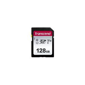Transcend 128 GB High Speed SDXC-geheugenkaart voor digitale camera's, foto's en video's, autoradio, klasse 10, UHS-I U3, videosnelheidsklasse V30 voor 4K Ultra HD TS128GSDC300S-E2