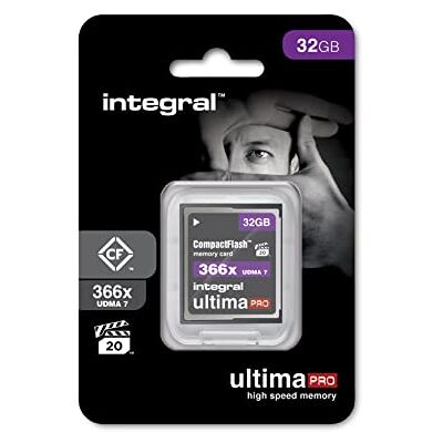 Integral Compacte 32 GB UDMA-7 366x VPG-20 geheugenkaart 55 MB/s lezen en 25 MB/s professioneel schrijven Integral Compacte 32 GB UDMA-7 366x VPG-20 geheugenkaart 55 MB/s lezen en 25 MB/s professioneel schrijven