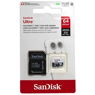 SanDisk Ultra Micro SDXC 64 GB + SD-adapter 100 MB/S klasse 10 UHS-I SanDisk Ultra Micro SDXC 64 GB + SD-adapter 100 MB/S klasse 10 UHS-I