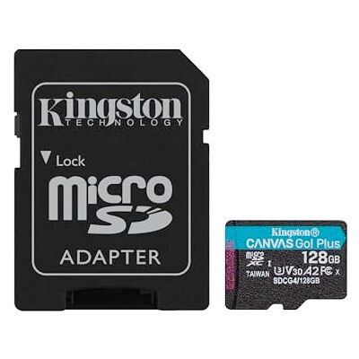 Kingston Canvas Go Plus 200MB/s microSDXC Gen4 geheugenkaart A2 U3 V30 128GB + SDCG4/128GB adapter Kingston Canvas Go Plus 200MB/s microSDXC Gen4 geheugenkaart A2 U3 V30 128GB + SDCG4/128GB adapter