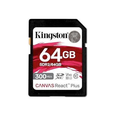 Kingston Canvas React Plus SDXC-geheugenkaart UHS-II 300R/260W U3 V90 voor Full HD/4K/8K SDR2/64GB 64GB Kingston Canvas React Plus SDXC-geheugenkaart UHS-II 300R/260W U3 V90 voor Full HD/4K/8K SDR2/64GB 64GB