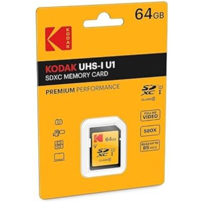 Kodak SD-kaart 64 GB UHS-I U1 V10 SDHC/XC – leessnelheid 85 MB/s max. – schrijfsnelheid 25 MB/s max. – opslag van Full HD-video's en high-definition foto's – SD-kaart Kodak SD-kaart 64 GB UHS-I U1 V10 SDHC/XC – leessnelheid 85 MB/s max. – schrijfsnelheid 25 MB/s max. – opslag van Full HD-video's en high-definition foto's – SD-kaart