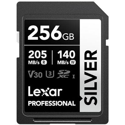 Lexar SD-kaart 256 GB zilver, tot 205 MB/s lezen, 140 MB/s schrijven, SDXC UHS-I geheugenkaart, klasse 10, U3, V30, SD-kaart voor professionele fotografen, videografen, liefhebbers Lexar SD-kaart 256 GB zilver, tot 205 MB/s lezen, 140 MB/s schrijven, SDXC UHS-I geheugenkaart, klasse 10, U3, V30, SD-kaart voor professionele fotografen, videografen, liefhebbers