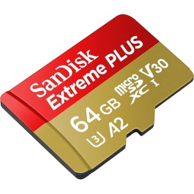 SanDisk Extreme PLUS MicroSDHC UHS-I Geheugenkaart 64 GB Met SD Adapter (2 Jaar RescuePRO Deluxe, Leessnelheden Tot 170 MB/s, A2, C10, V30, U3, 30 Jaar Garantie) SanDisk Extreme PLUS MicroSDHC UHS-I Geheugenkaart 64 GB Met SD Adapter (2 Jaar RescuePRO Deluxe, Leessnelheden Tot 170 MB/s, A2, C10, V30, U3, 30 Jaar Garantie)