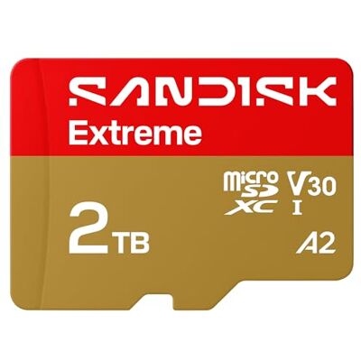 SanDisk Extreme 2 TB microSDXC, micro-SD-kaart + SD-adapter, (voor smartphones, actiecams en drones, snelheid tot 240 MB/s, 4K UHD) A2, RescuePRO Deluxe, UHS-I, U3, V30 SanDisk Extreme 2 TB microSDXC, micro-SD-kaart + SD-adapter, (voor smartphones, actiecams en drones, snelheid tot 240 MB/s, 4K UHD) A2, RescuePRO Deluxe, UHS-I, U3, V30