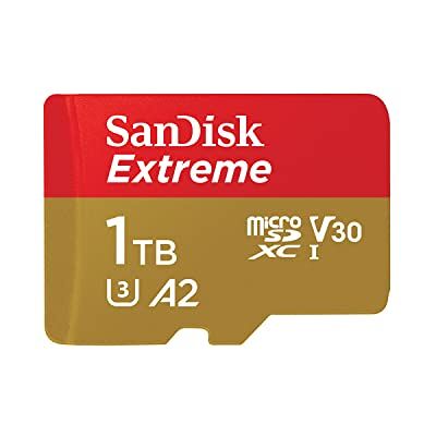 SanDisk 1TB Extreme microSDXC, micro-SD-kaart + SD-adapter, UHS-I, tot 190 MB/s, Micro SD-kaart voor je smartphone, actiecamera of drone, RescuePro Deluxe, A2, klasse 10, U3, V30 SanDisk 1TB Extreme microSDXC, micro-SD-kaart + SD-adapter, UHS-I, tot 190 MB/s, Micro SD-kaart voor je smartphone, actiecamera of drone, RescuePro Deluxe, A2, klasse 10, U3, V30