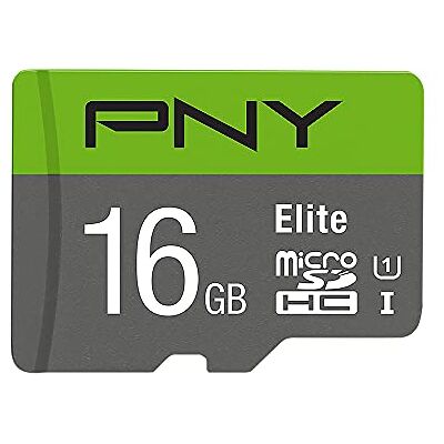 PNY Elite microSDHC-geheugenkaart 16 GB + SD-adapter, leessnelheid 100 MB/s, klasse 10 UHS-I, U1 voor Full HD-video PNY Elite microSDHC-geheugenkaart 16 GB + SD-adapter, leessnelheid 100 MB/s, klasse 10 UHS-I, U1 voor Full HD-video