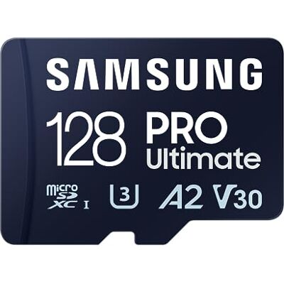 Samsung Pro Ultimate MB-MY128SA/WW microSD UHS-I U3 Full HD & 4K UHD 200MB/s leessnelheid 130MB/s schrijfsnelheid voor smartphone, drone of actiecamera, inclusief 128 GB SD-adapter Samsung Pro Ultimate MB-MY128SA/WW microSD UHS-I U3 Full HD & 4K UHD 200MB/s leessnelheid 130MB/s schrijfsnelheid voor smartphone, drone of actiecamera, inclusief 128 GB SD-adapter
