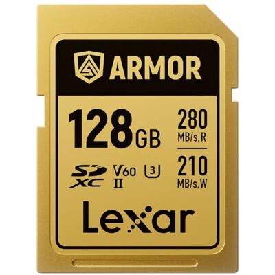 Lexar Pro Gold Series Armor UHS-II SDXC-kaart 128GB IP68 R280/W210MB/s Lexar Pro Gold Series Armor UHS-II SDXC-kaart 128GB IP68 R280/W210MB/s