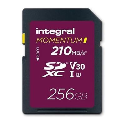 Integral Momentum I SDXC-kaart V30 U3 256 GB tot 210 MB/s lezen, 180 MB/s schrijven, voor DSLR-camera's, spiegelloze en camcorders 4K UHD-video en burst-modus Integral Momentum I SDXC-kaart V30 U3 256 GB tot 210 MB/s lezen, 180 MB/s schrijven, voor DSLR-camera's, spiegelloze en camcorders 4K UHD-video en burst-modus