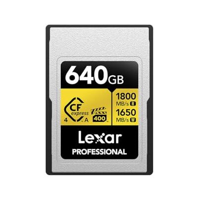 Lexar CFexpress Pro kaart type A Gold 4.0 serie 640GB R1800/W1650MB/s VPG400 Lexar CFexpress Pro kaart type A Gold 4.0 serie 640GB R1800/W1650MB/s VPG400