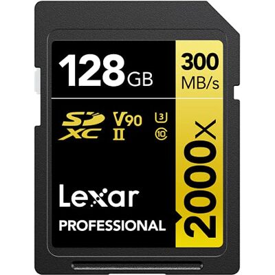Lexar SDXC Professionele kaart 2000x UHS-II V90 U3 128GB Lexar SDXC Professionele kaart 2000x UHS-II V90 U3 128GB