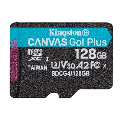 Kingston Canvas Go Plus 200MB/s microSDXC Gen4 geheugenkaart A2 U3 V30 128GB met alleen SDCG4/128GB ADP-kaart Kingston Canvas Go Plus 200MB/s microSDXC Gen4 geheugenkaart A2 U3 V30 128GB met alleen SDCG4/128GB ADP-kaart