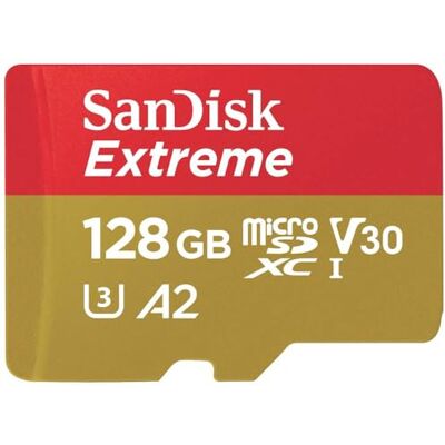 SanDisk Extreme MicroSD-Kaart Voor Actiecameras En Drones Met Adapter 128 GB 1 Jaar RescuePRO Deluxe, Leessnelheden Tot 190 MBs, A2, C10, V30, U3, 30 Jaar Garantie Rood Goud SanDisk Extreme MicroSD-Kaart Voor Actiecameras En Drones Met Adapter 128 GB 1 Jaar RescuePRO Deluxe, Leessnelheden Tot 190 MBs, A2, C10, V30, U3, 30 Jaar Garantie Rood Goud