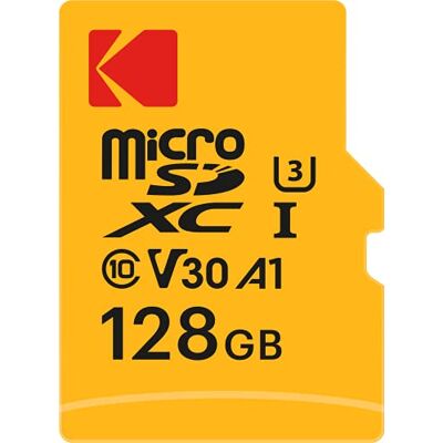 Kodak 128 GB micro-SD-kaart UHS-I U3 V30 A1 microSDHC/XC geheugenkaart micro-SD-kaart leessnelheid 95 MB/s max. schrijfsnelheid 85 MB/s extra opslagruimte voor multimedia-apparaten Kodak 128 GB micro-SD-kaart UHS-I U3 V30 A1 microSDHC/XC geheugenkaart micro-SD-kaart leessnelheid 95 MB/s max. schrijfsnelheid 85 MB/s extra opslagruimte voor multimedia-apparaten