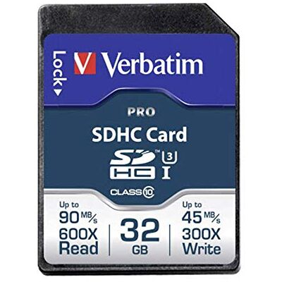 Verbatim Pro U3 SDHC geheugenkaart, 32 GB, SD-kaart voor het opnemen van 4K video's in Ultra HD, UHS-specificatie klasse 3, zwart, voor camera en pc en andere Verbatim Pro U3 SDHC geheugenkaart, 32 GB, SD-kaart voor het opnemen van 4K video's in Ultra HD, UHS-specificatie klasse 3, zwart, voor camera en pc en andere