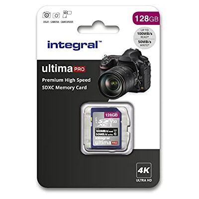 Integral SDXC V30 UHS-I U3 klasse 10 SD-geheugenkaart 128 GB Ultra HD High Speed Video tot 100 MB/s zwart Integral SDXC V30 UHS-I U3 klasse 10 SD-geheugenkaart 128 GB Ultra HD High Speed Video tot 100 MB/s zwart