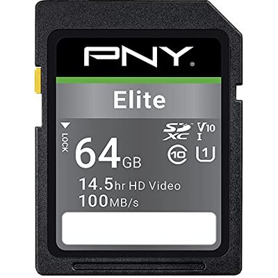 PNY Elite SDXC-kaart 64 GB Class 10 UHS-I U1 100 MB/s PNY Elite SDXC-kaart 64 GB Class 10 UHS-I U1 100 MB/s