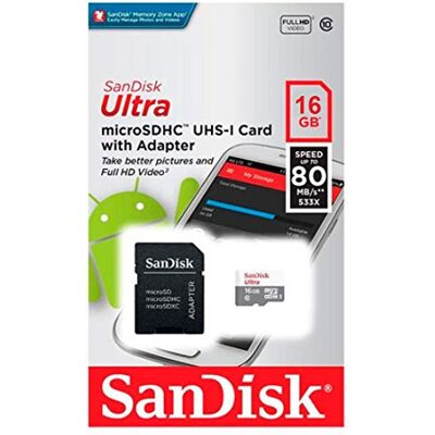 SanDisk SDSQUNS-016G-GN3MA micro-SD-kaart (16 GB, klasse 10) SanDisk SDSQUNS-016G-GN3MA micro-SD-kaart (16 GB, klasse 10)