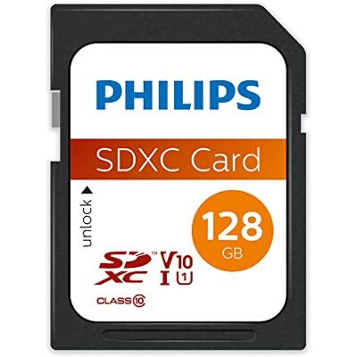 Philips Ultra Speed SDXC-kaart 128 GB UHS-I U1, leessnelheid tot 80 MB/s, V10, geheugenkaart voor camera, tablet, persoonlijke computer, kaartlezer, Full HD-video Philips Ultra Speed SDXC-kaart 128 GB UHS-I U1, leessnelheid tot 80 MB/s, V10, geheugenkaart voor camera, tablet, persoonlijke computer, kaartlezer, Full HD-video