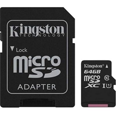 Kingston SDCS/64GB MicroSD Canvas Select UHS-I klasse 10 met leessnelheid tot 80 MB/s (met SD-adapter) Wek je HD-video's tot leven Kingston SDCS/64GB MicroSD Canvas Select UHS-I klasse 10 met leessnelheid tot 80 MB/s (met SD-adapter) Wek je HD-video's tot leven