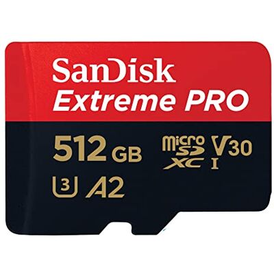 SanDisk 512 GB Extreme PRO microSDXC-kaart + RescuePro Deluxe tot 200 MB/s met A2 UHS-I Class 10 U3 V30 toepassingsprestaties SanDisk 512 GB Extreme PRO microSDXC-kaart + RescuePro Deluxe tot 200 MB/s met A2 UHS-I Class 10 U3 V30 toepassingsprestaties
