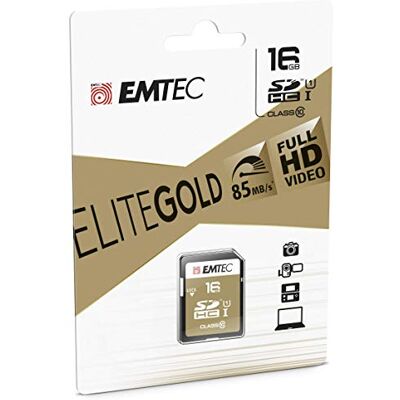 EMTEC ECMSD16GHC10GP SD-kaart klasse 10 Elite Gold Serie UHS-I U1 met performance-adapter 16 GB EMTEC ECMSD16GHC10GP SD-kaart klasse 10 Elite Gold Serie UHS-I U1 met performance-adapter 16 GB