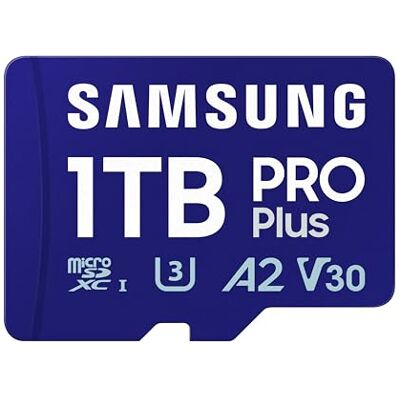 Samsung MB-MD1T0SA PRO Plus MicroSD-kaart voor mobiel en gameconsole, 1 TB, UHS-I U3, tot 180 MB/s Samsung MB-MD1T0SA PRO Plus MicroSD-kaart voor mobiel en gameconsole, 1 TB, UHS-I U3, tot 180 MB/s