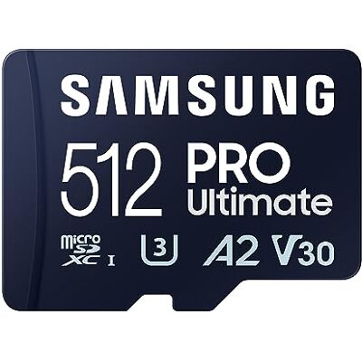 Samsung Pro Ultimate MB-MY512SA/WW microSD UHS-I U3 Full HD & 4K UHD 200MB/s leessnelheid 130MB/s schrijfsnelheid voor smartphone, drone of actiecamera, inclusief 512 GB SD-adapter Samsung Pro Ultimate MB-MY512SA/WW microSD UHS-I U3 Full HD & 4K UHD 200MB/s leessnelheid 130MB/s schrijfsnelheid voor smartphone, drone of actiecamera, inclusief 512 GB SD-adapter