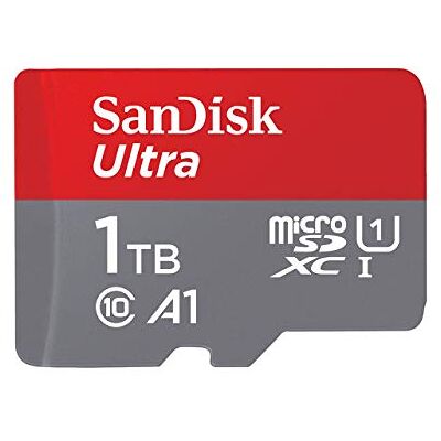 SanDisk SDSQUA4-1T00-GN6MA, microSDXC Ultra geheugenkaart + SD-adapter, 1 To Leessnelheid tot 120 MB/s, klasse 10, U1, goedgekeurd A1, rood/grijs SanDisk SDSQUA4-1T00-GN6MA, microSDXC Ultra geheugenkaart + SD-adapter, 1 To Leessnelheid tot 120 MB/s, klasse 10, U1, goedgekeurd A1, rood/grijs