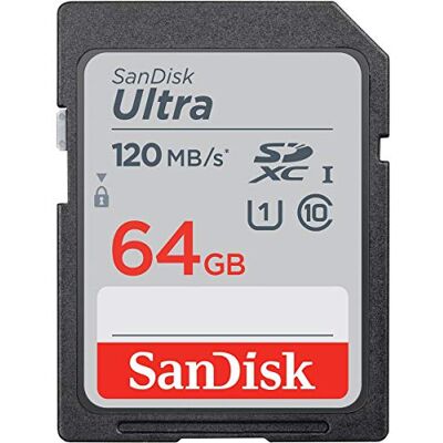 SanDisk SDSDUN4-064G-GN6IN, Ultra 64GB SDXC-kaart, tot 120MB/s, klasse 10, UHS-I, V10, zwart SanDisk SDSDUN4-064G-GN6IN, Ultra 64GB SDXC-kaart, tot 120MB/s, klasse 10, UHS-I, V10, zwart
