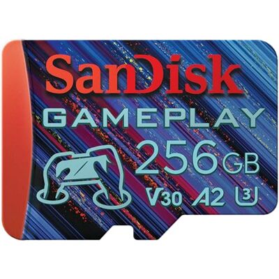 SanDisk 256 GB Gameplay Micro SD-kaart voor mobiele/draagbare gameconsoles, tot 190 MB/s, voor veeleisende games, AAA-/3D-/VR-Grafik, 4K-UHD-video's, A2, V30, U3 SanDisk 256 GB Gameplay Micro SD-kaart voor mobiele/draagbare gameconsoles, tot 190 MB/s, voor veeleisende games, AAA-/3D-/VR-Grafik, 4K-UHD-video's, A2, V30, U3