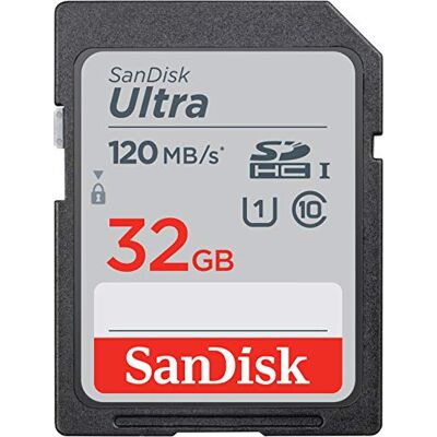 SanDisk Ultra 32 GB SDHC-kaart, tot 120 MB/s, klasse 10, UHS-I, V10 SanDisk Ultra 32 GB SDHC-kaart, tot 120 MB/s, klasse 10, UHS-I, V10