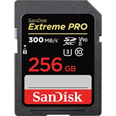 SanDisk 256 GB Extreme Pro, SDXC-kaart tot 300 MB/s UHS-II Class 10 U3 V90 SanDisk 256 GB Extreme Pro, SDXC-kaart tot 300 MB/s UHS-II Class 10 U3 V90