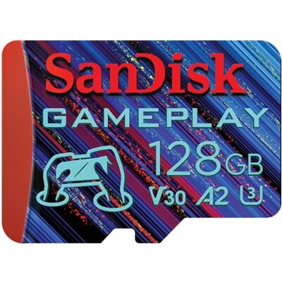 SanDisk 128 GB Gameplay Micro SD-kaart voor mobiele/draagbare gameconsoles, tot 190 MB/s, voor veeleisende games, AAA-/3D-/VR-Grafik, 4K-UHD-video's, A2, V30, U3 SanDisk 128 GB Gameplay Micro SD-kaart voor mobiele/draagbare gameconsoles, tot 190 MB/s, voor veeleisende games, AAA-/3D-/VR-Grafik, 4K-UHD-video's, A2, V30, U3
