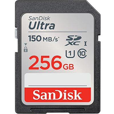 SanDisk 256 GB Ultra SDXC-kaart, tot 150 MB/s, A1-goedgekeurd, UHS-I-kaart, klasse 10, U1 SanDisk 256 GB Ultra SDXC-kaart, tot 150 MB/s, A1-goedgekeurd, UHS-I-kaart, klasse 10, U1