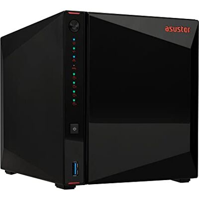 Asustor AS5404T Nimbustor 4 Gen2-4 Bay NAS netwerkbehuizing, 2,0 GHz quad-core processor, 4 x M.2 NVMe SSD-sleuven, 2 x 2,5 GbE, 4 GB DDR4 RAM, gaming-geïnspireerde NAS Asustor AS5404T Nimbustor 4 Gen2-4 Bay NAS netwerkbehuizing, 2,0 GHz quad-core processor, 4 x M.2 NVMe SSD-sleuven, 2 x 2,5 GbE, 4 GB DDR4 RAM, gaming-geïnspireerde NAS