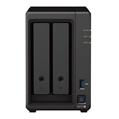 Synology DS723+ 2-bay NAS-station (AMD Ryzen™ 4 threads R1600 Dual-Core 2 GB RAM 2 x RJ-45 1 GbE LAN-poort), 12 TB set met 2 Seagate IronWolf NAS-harde schijven van 6 TB Synology DS723+ 2-bay NAS-station (AMD Ryzen™ 4 threads R1600 Dual-Core 2 GB RAM 2 x RJ-45 1 GbE LAN-poort), 12 TB set met 2 Seagate IronWolf NAS-harde schijven van 6 TB