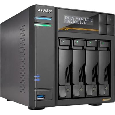 Asustor Lockerstor 4 Gen3 AS6804T 4-bay NAS-netwerkgeheugen AMD Ryzen Quad-Core 2,3 GHz, 16 GB DDR5 ECC RAM, 4 x M.2 NVMe-sleuven, dual 5GbE & Dual 10 GbE, USB 4.0 Type-C, netwerk Asustor Lockerstor 4 Gen3 AS6804T 4-bay NAS-netwerkgeheugen AMD Ryzen Quad-Core 2,3 GHz, 16 GB DDR5 ECC RAM, 4 x M.2 NVMe-sleuven, dual 5GbE & Dual 10 GbE, USB 4.0 Type-C, netwerk
