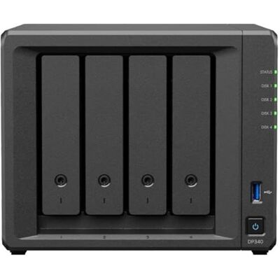 Synology DP340 ActiveProtect 4 x 8 TB HDD + 2 x 400 GB SSD, 16 GB RAM, AMD R1600, tot 10 GbE RJ45 Synology DP340 ActiveProtect 4 x 8 TB HDD + 2 x 400 GB SSD, 16 GB RAM, AMD R1600, tot 10 GbE RJ45