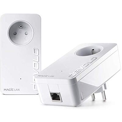 Devolo Magic 1 LAN: Powerline Starter Kit voor betrouwbaar internet in het hele huis via het elektrische circuit, ideaal voor thuiswerken, Franse stopcontacten Devolo Magic 1 LAN: Powerline Starter Kit voor betrouwbaar internet in het hele huis via het elektrische circuit, ideaal voor thuiswerken, Franse stopcontacten